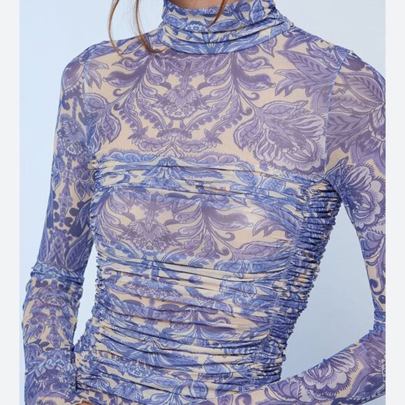 new FREE PEOPLE intimately under it all printed mesh bodysuit m - Picture 1 of 3